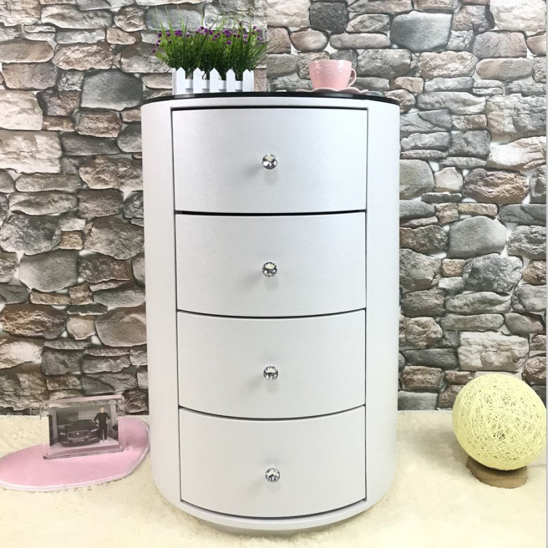 Faux Wood Bed Nightstand Modern Accent Table Nightstand with 2 Drawers