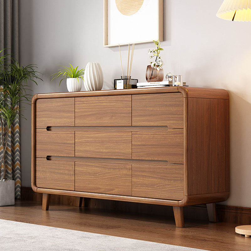 Contemporary Wooden Storage Chest Home Chest in Brown with Drawers