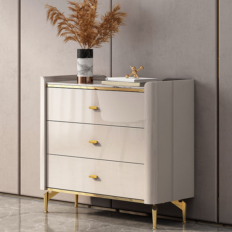 Stone Glam Chest Bedroom Storage Chest in White with Drawers