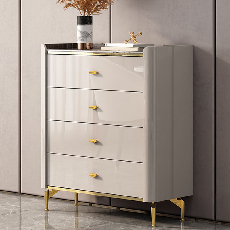 Stone Glam Chest Bedroom Storage Chest in White with Drawers