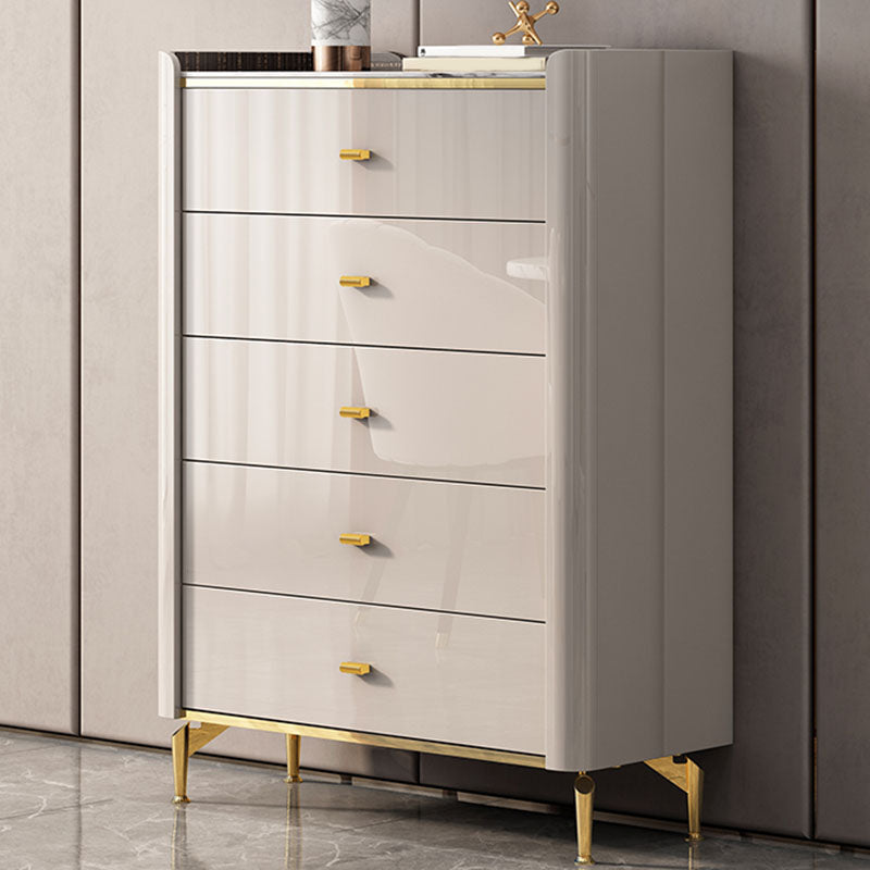 Stone Glam Chest Bedroom Storage Chest in White with Drawers