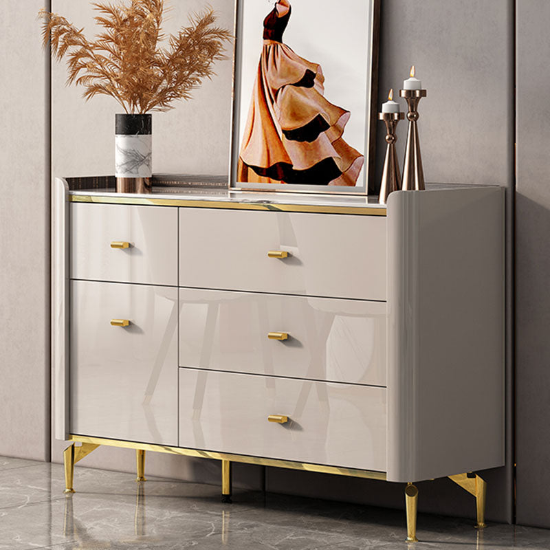 Stone Glam Chest Bedroom Storage Chest in White with Drawers