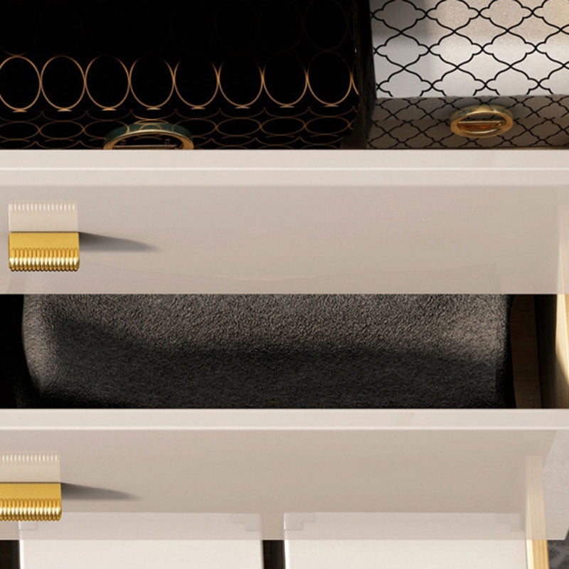 Stone Glam Chest Bedroom Storage Chest in White with Drawers