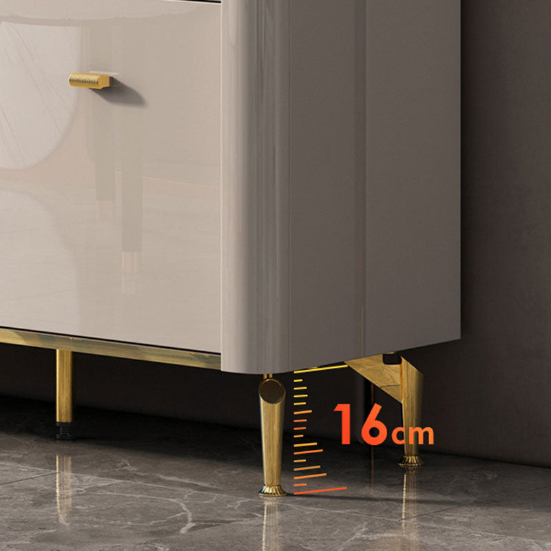 Stone Glam Chest Bedroom Storage Chest in White with Drawers