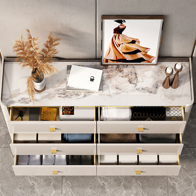 Stone Glam Chest Bedroom Storage Chest in White with Drawers