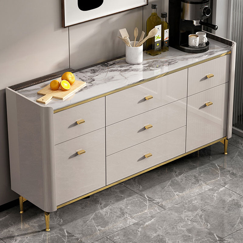 Stone Glam Chest Bedroom Storage Chest in White with Drawers