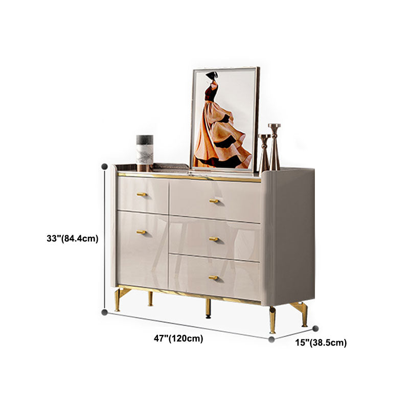 Stone Glam Chest Bedroom Storage Chest in White with Drawers