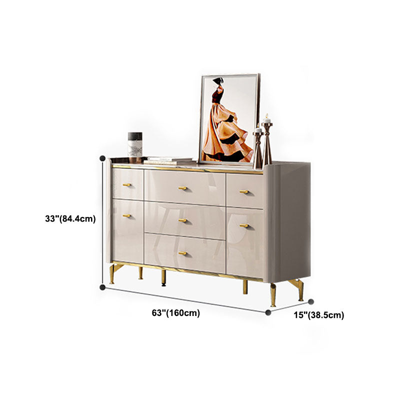 Stone Glam Chest Bedroom Storage Chest in White with Drawers