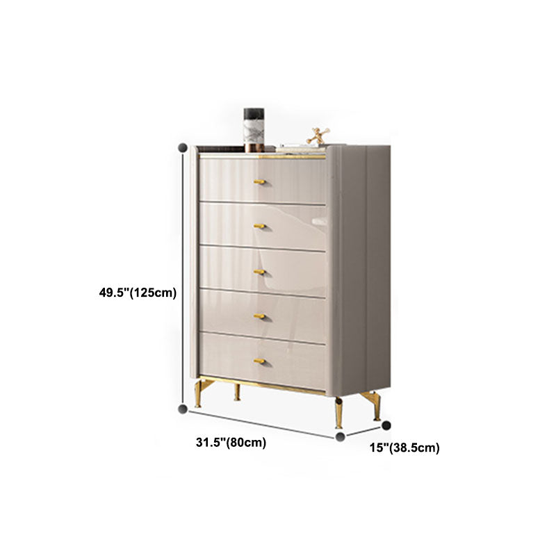 Stone Glam Chest Bedroom Storage Chest in White with Drawers