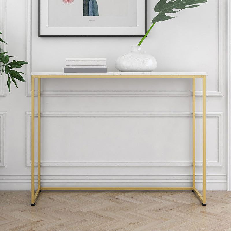 29.53" Tall Rectangle Console Table Marble Glam Accent Table with Shelf