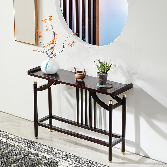 Solid Wood Rectangle Console Table 31.5-inch Tall Accent Table with Shelf