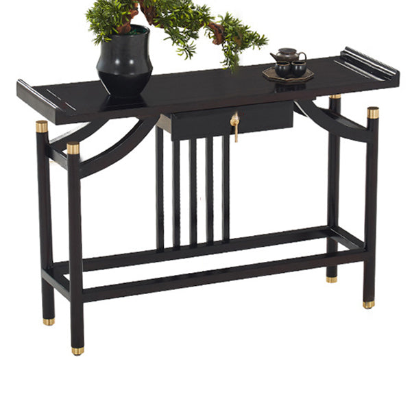 Solid Wood Rectangle Console Table 31.5-inch Tall Accent Table with Shelf