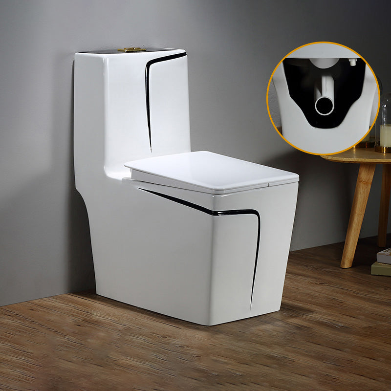 Floor Mount Flush Toilet Skirted Traditional One-Piece Toilet with Slow Close Seat