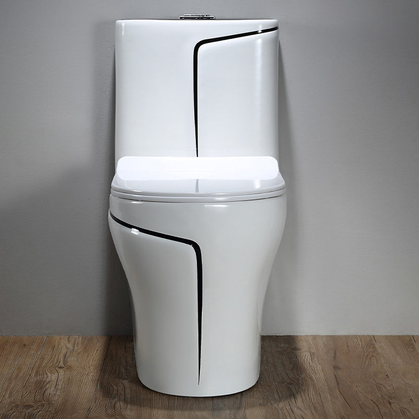 Floor Mount Flush Toilet Skirted Traditional One-Piece Toilet with Slow Close Seat