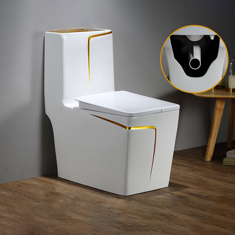 Floor Mount Flush Toilet Skirted Traditional One-Piece Toilet with Slow Close Seat