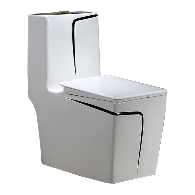 Floor Mount Flush Toilet Skirted Traditional One-Piece Toilet with Slow Close Seat