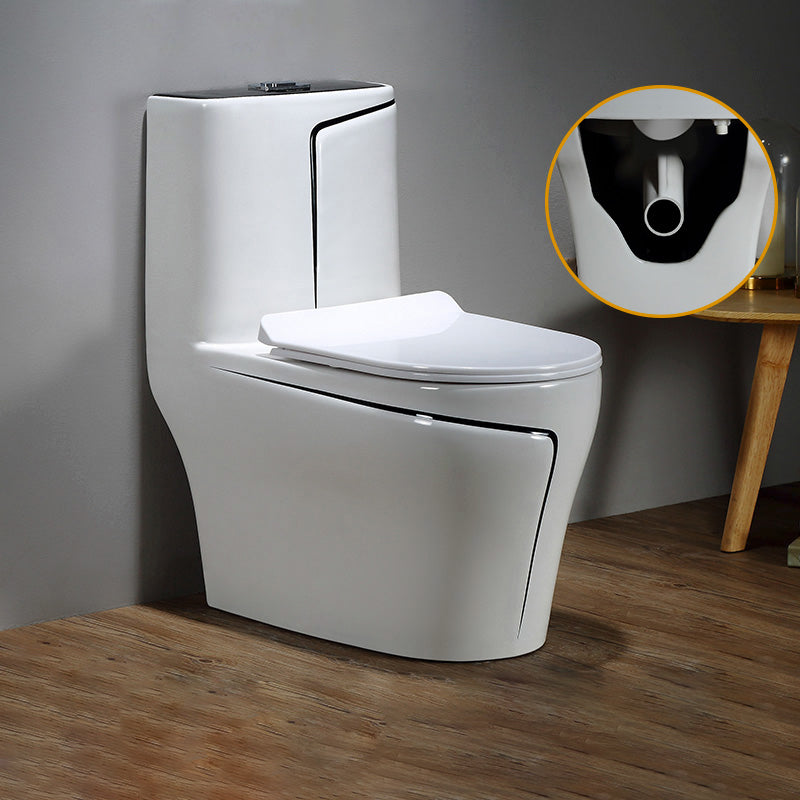 Floor Mount Flush Toilet Skirted Traditional One-Piece Toilet with Slow Close Seat