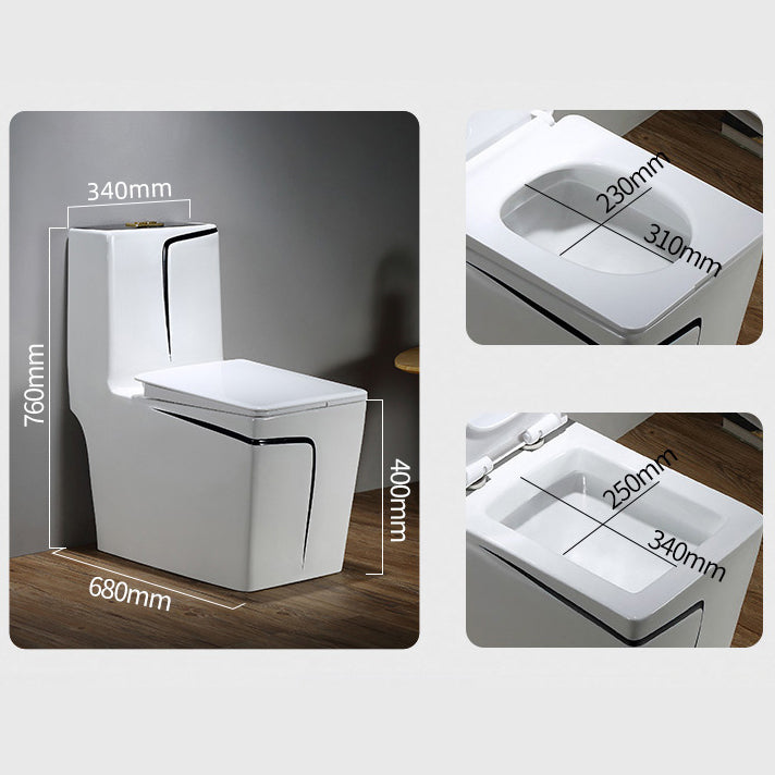 Floor Mount Flush Toilet Skirted Traditional One-Piece Toilet with Slow Close Seat