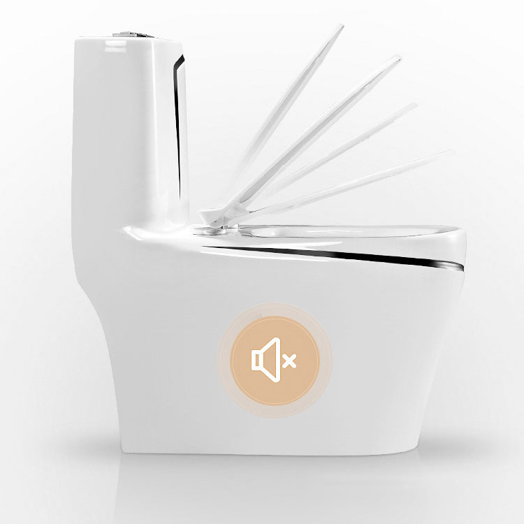 Floor Mount Flush Toilet Skirted Traditional One-Piece Toilet with Slow Close Seat