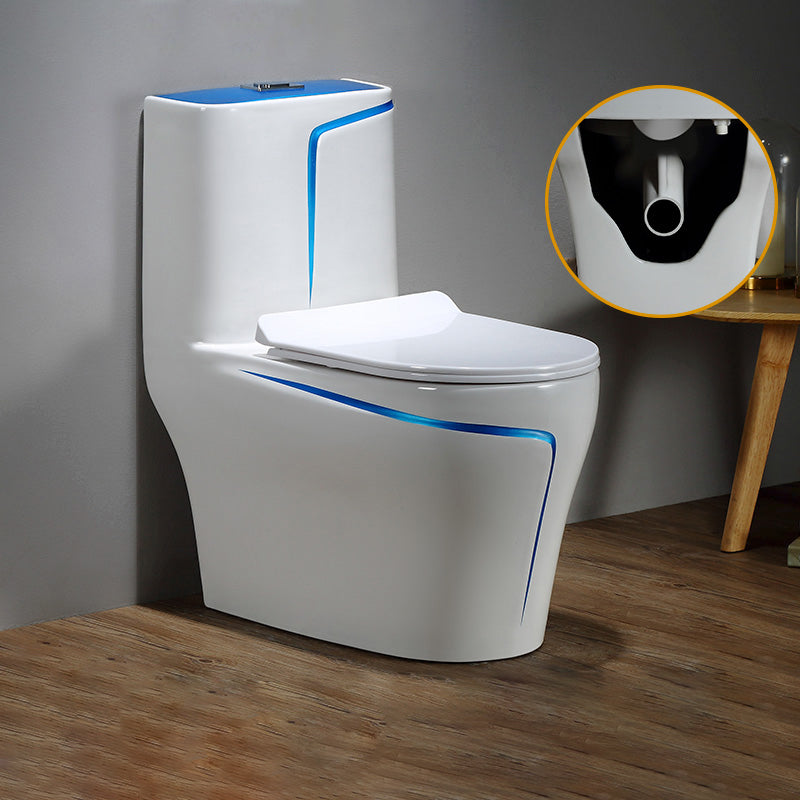 Floor Mount Flush Toilet Skirted Traditional One-Piece Toilet with Slow Close Seat