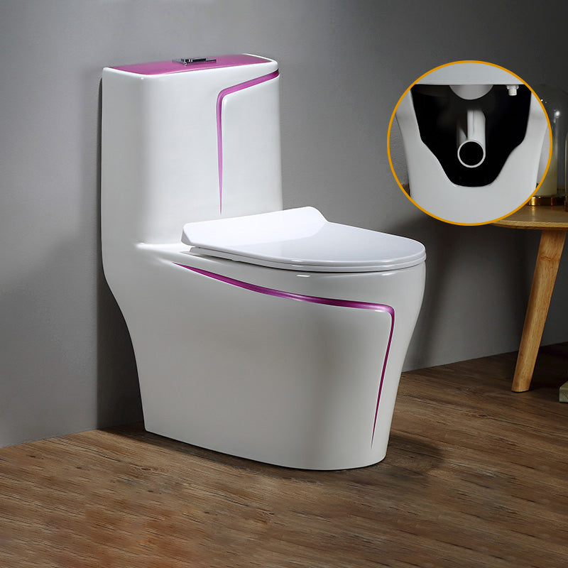 Floor Mount Flush Toilet Skirted Traditional One-Piece Toilet with Slow Close Seat