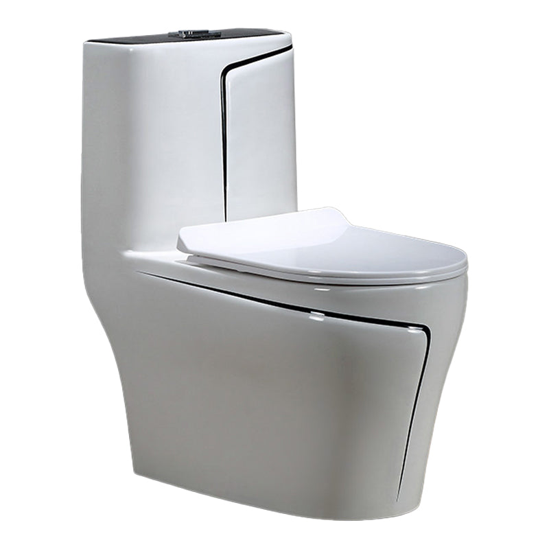 Floor Mount Flush Toilet Skirted Traditional One-Piece Toilet with Slow Close Seat