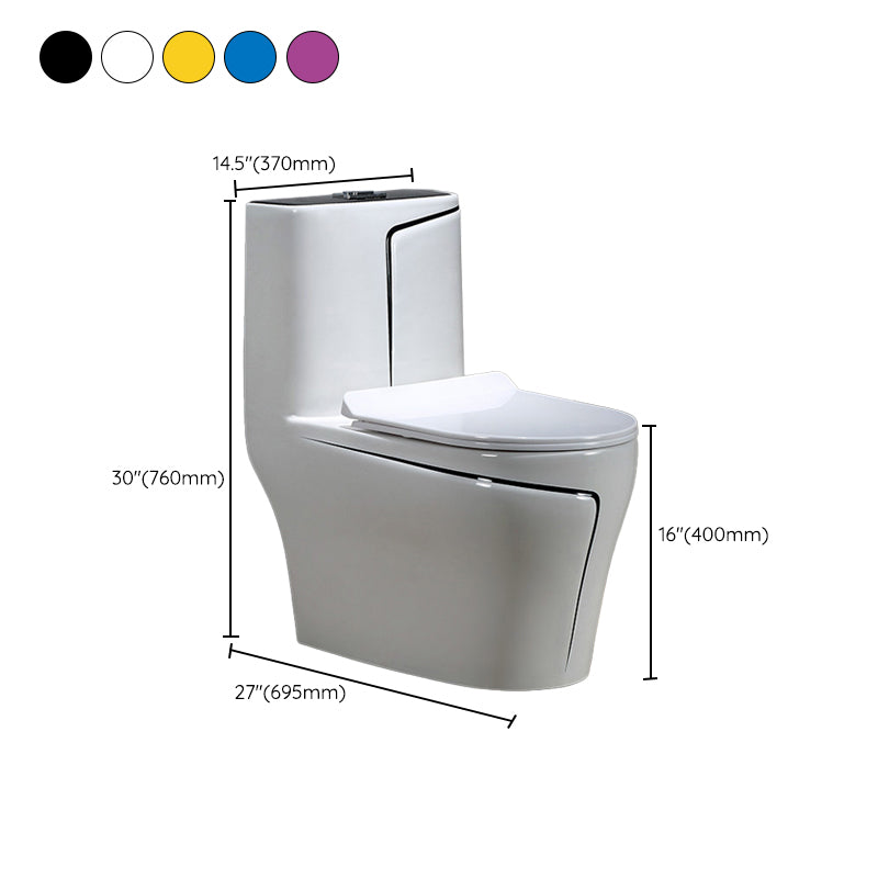 Floor Mount Flush Toilet Skirted Traditional One-Piece Toilet with Slow Close Seat