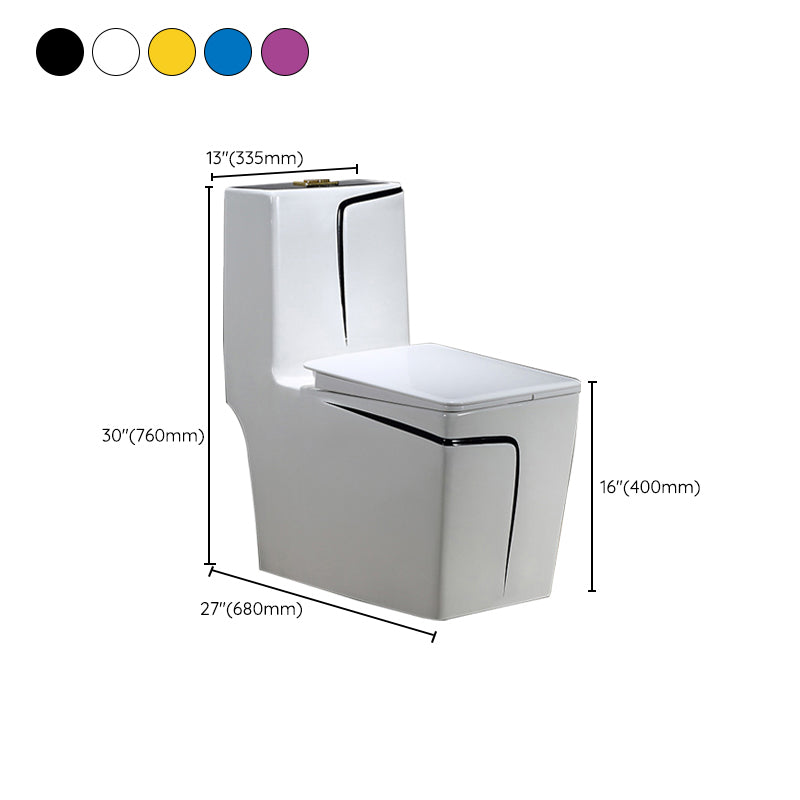 Floor Mount Flush Toilet Skirted Traditional One-Piece Toilet with Slow Close Seat