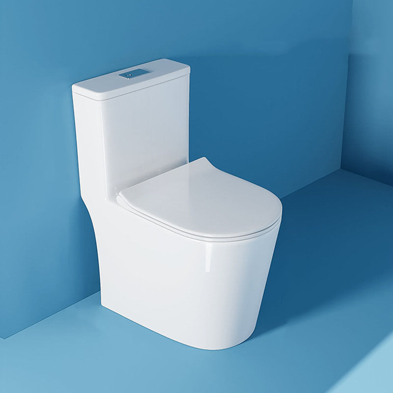 White Elongated One-Piece Toilet Siphon Jet Water Saving Flush Toilet with Toilet Seat