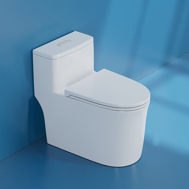 White Elongated One-Piece Toilet Siphon Jet Water Saving Flush Toilet with Toilet Seat