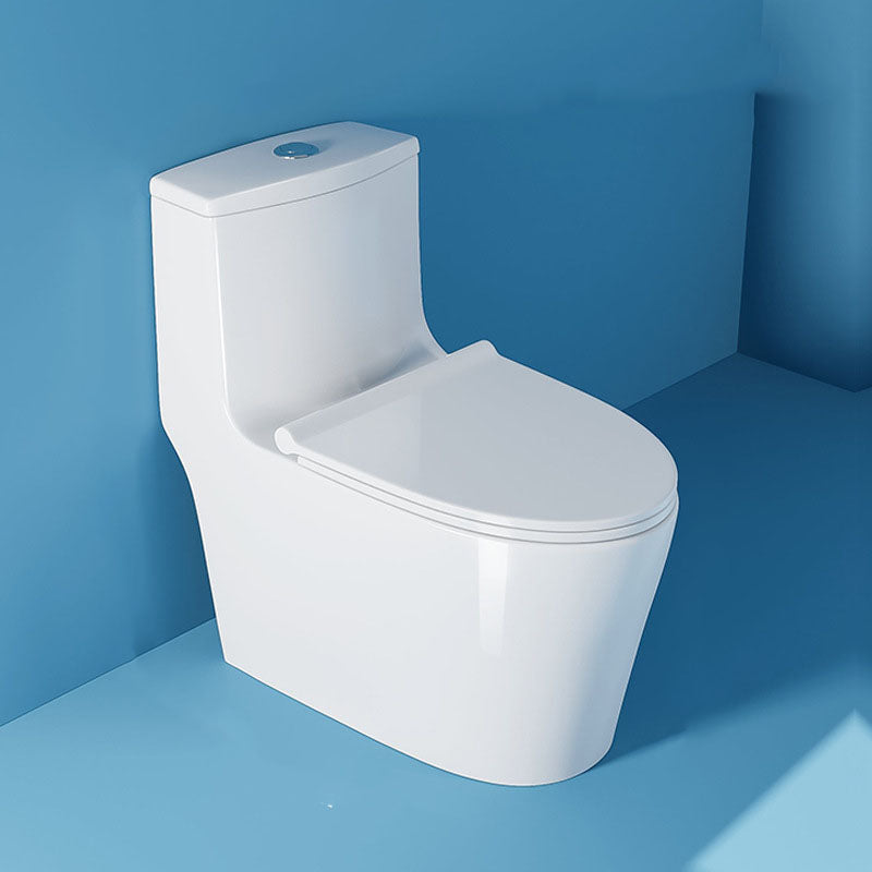 White Elongated One-Piece Toilet Siphon Jet Water Saving Flush Toilet with Toilet Seat