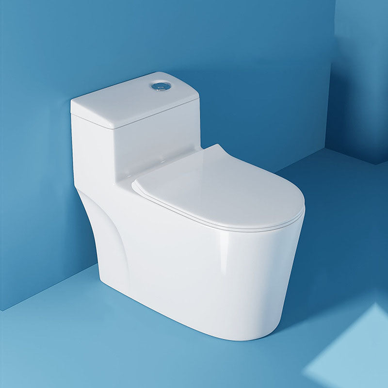 White Elongated One-Piece Toilet Siphon Jet Water Saving Flush Toilet with Toilet Seat