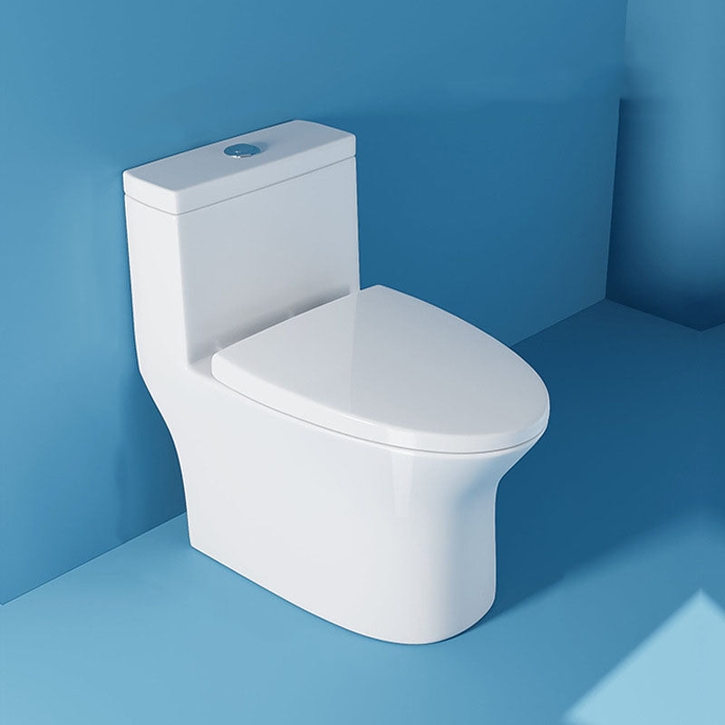 White Elongated One-Piece Toilet Siphon Jet Water Saving Flush Toilet with Toilet Seat