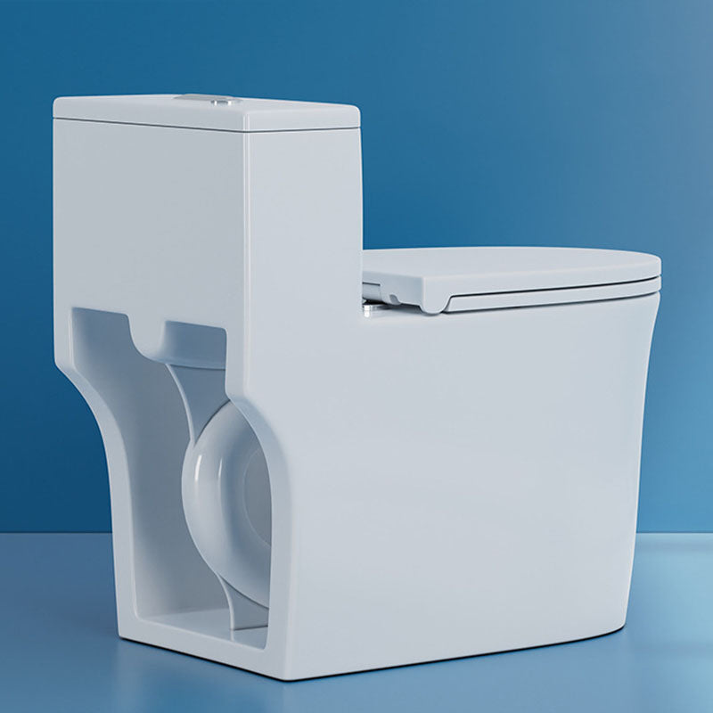 White Elongated One-Piece Toilet Siphon Jet Water Saving Flush Toilet with Toilet Seat