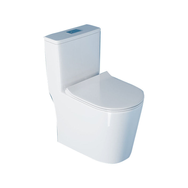 White Elongated One-Piece Toilet Siphon Jet Water Saving Flush Toilet with Toilet Seat