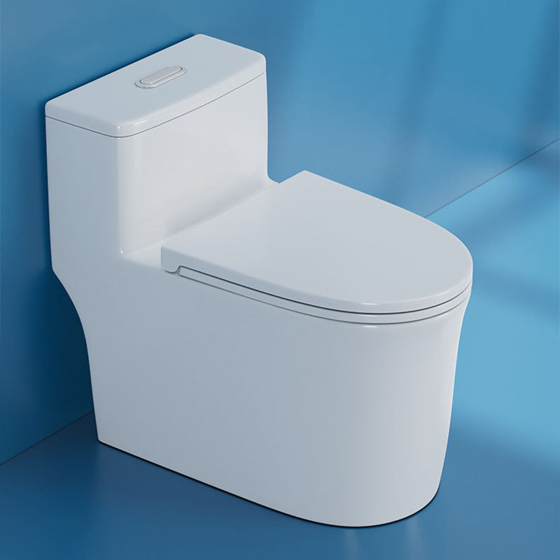 White Elongated One-Piece Toilet Siphon Jet Water Saving Flush Toilet with Toilet Seat
