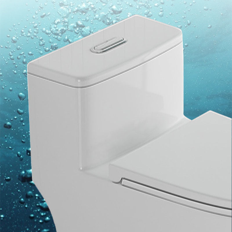White Elongated One-Piece Toilet Siphon Jet Water Saving Flush Toilet with Toilet Seat