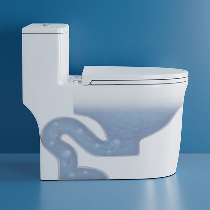 White Elongated One-Piece Toilet Siphon Jet Water Saving Flush Toilet with Toilet Seat