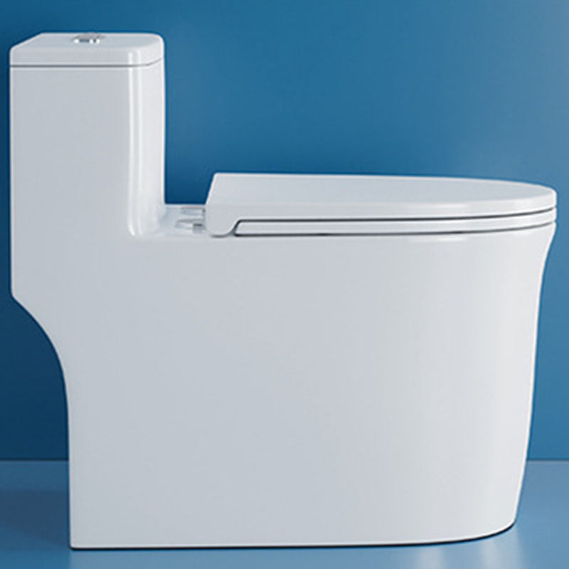 White Elongated One-Piece Toilet Siphon Jet Water Saving Flush Toilet with Toilet Seat