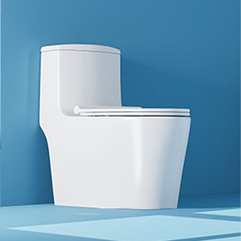White Elongated One-Piece Toilet Siphon Jet Water Saving Flush Toilet with Toilet Seat