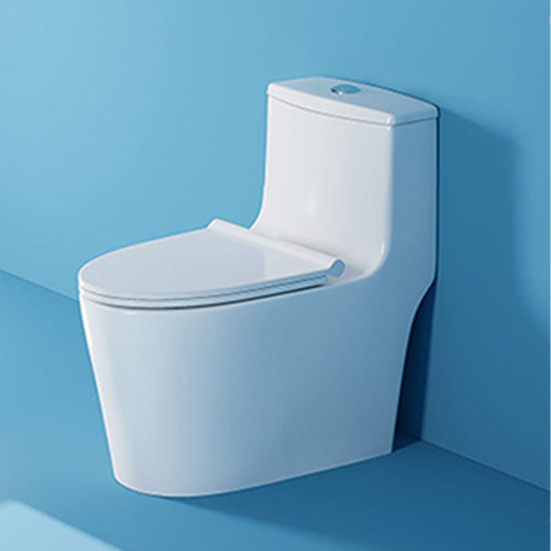 White Elongated One-Piece Toilet Siphon Jet Water Saving Flush Toilet with Toilet Seat