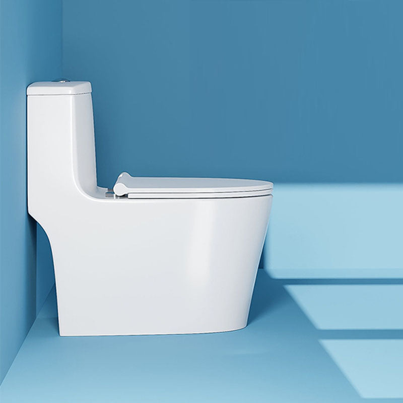 White Elongated One-Piece Toilet Siphon Jet Water Saving Flush Toilet with Toilet Seat