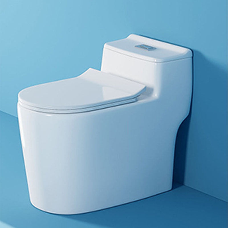 White Elongated One-Piece Toilet Siphon Jet Water Saving Flush Toilet with Toilet Seat