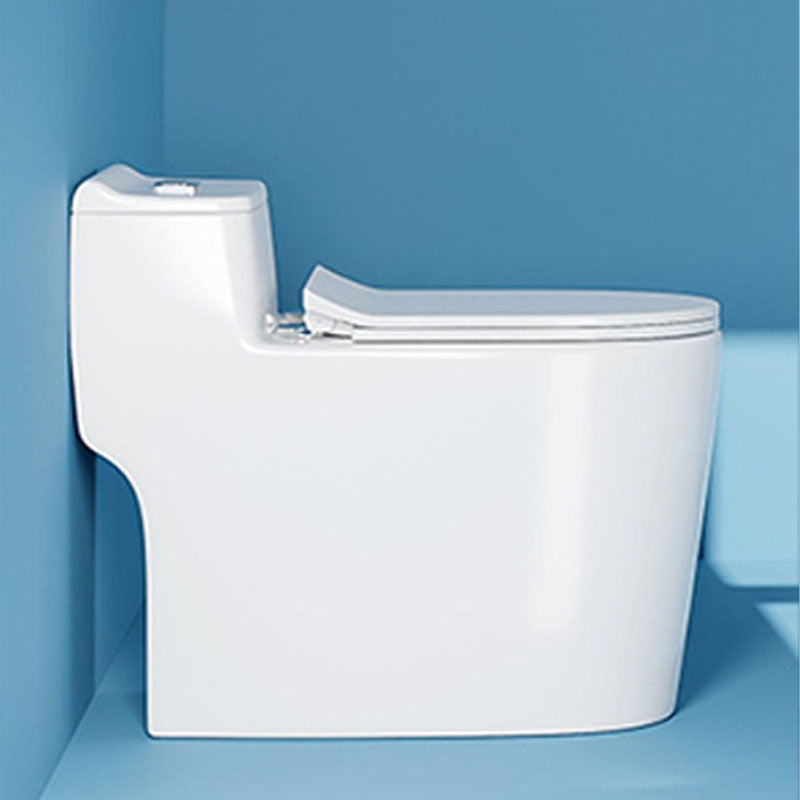 White Elongated One-Piece Toilet Siphon Jet Water Saving Flush Toilet with Toilet Seat