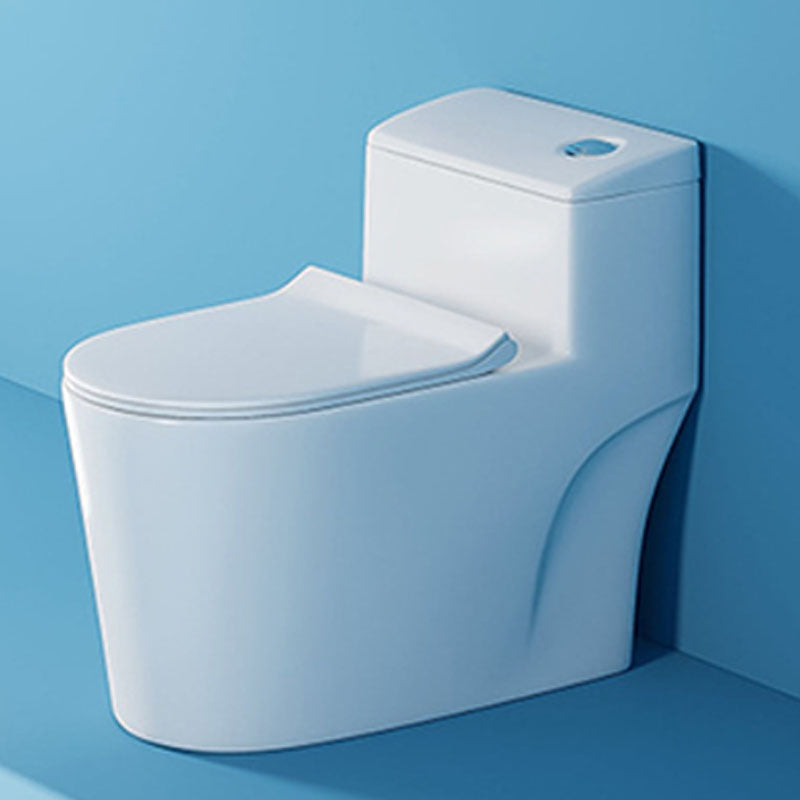 White Elongated One-Piece Toilet Siphon Jet Water Saving Flush Toilet with Toilet Seat