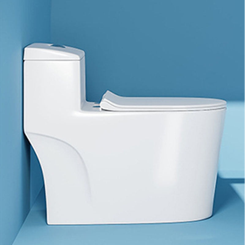White Elongated One-Piece Toilet Siphon Jet Water Saving Flush Toilet with Toilet Seat