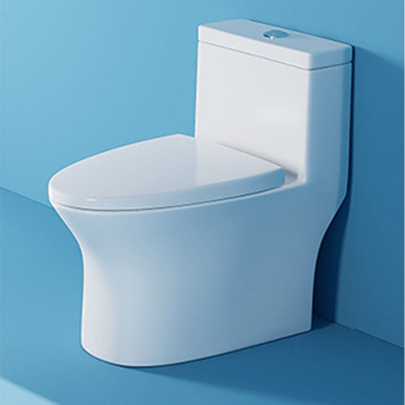 White Elongated One-Piece Toilet Siphon Jet Water Saving Flush Toilet with Toilet Seat