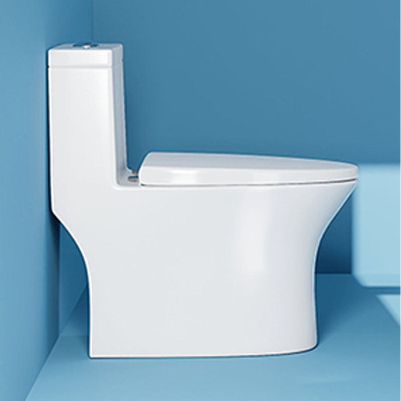 White Elongated One-Piece Toilet Siphon Jet Water Saving Flush Toilet with Toilet Seat