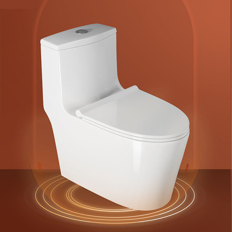 White Elongated One-Piece Toilet Siphon Jet Water Saving Flush Toilet with Toilet Seat
