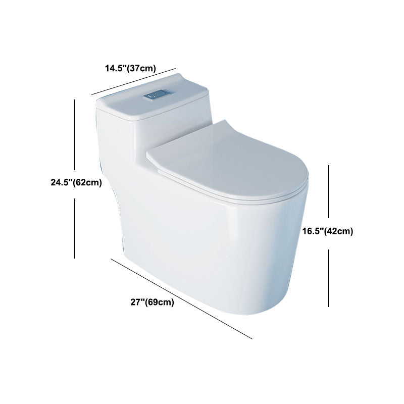 White Elongated One-Piece Toilet Siphon Jet Water Saving Flush Toilet with Toilet Seat